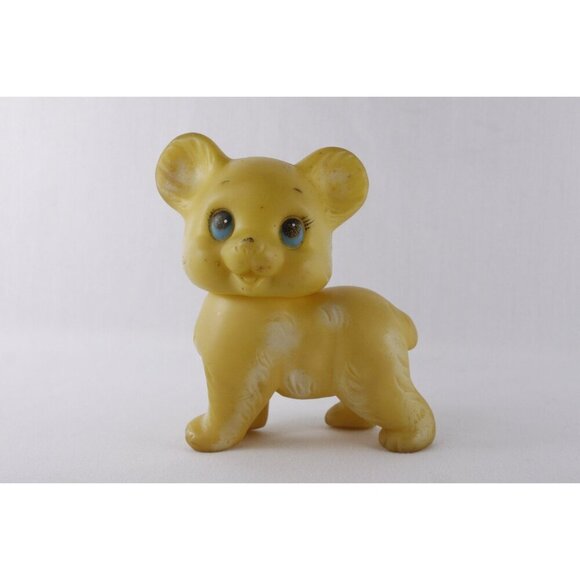 Vintage yellow rubber bear squeaky toy made in Taiwan old baby toy nursery decor - Picture 4 of 10